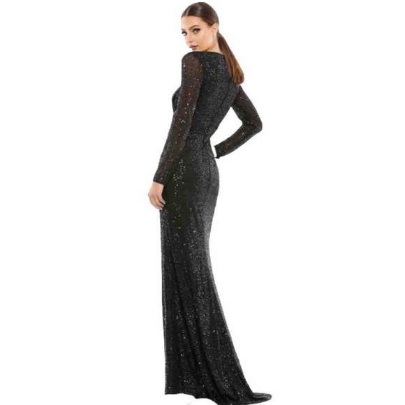 Ieena for Mac Duggal Gown Style 26490 Sequined Black Size 12 New With Tags - Picture 2 of 11
